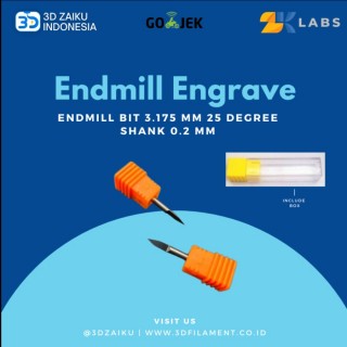 ZKLabs CNC Spindle Endmill Engrave Bit 3,175 mm shank 25 degree 0,3 mm
